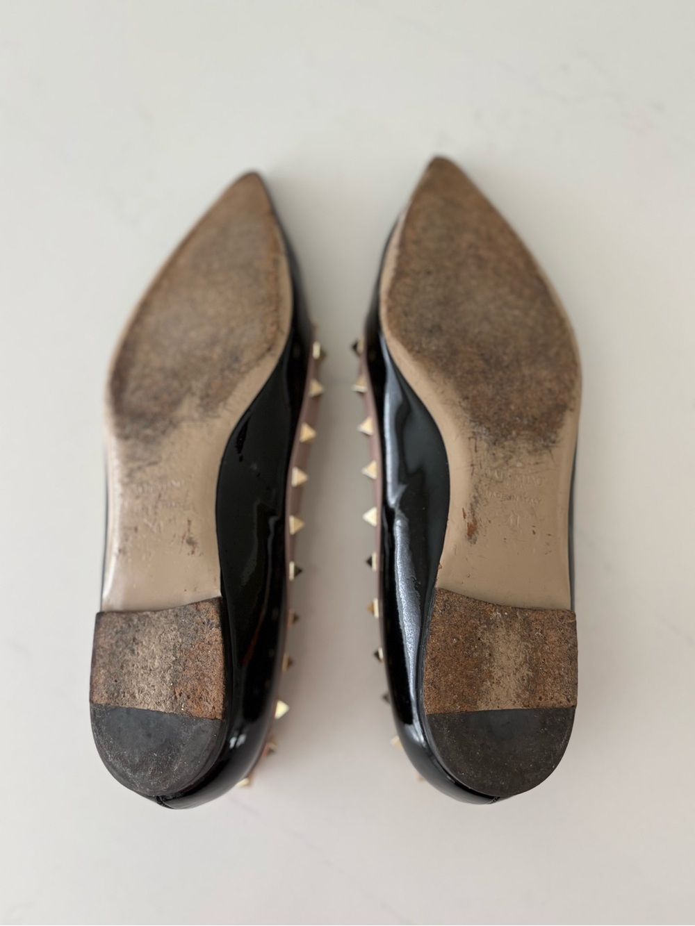 Valentino Garavani Rockstud Patent Leather Ballet Flats Size 41 Black Luxury - Picture 9 of 9